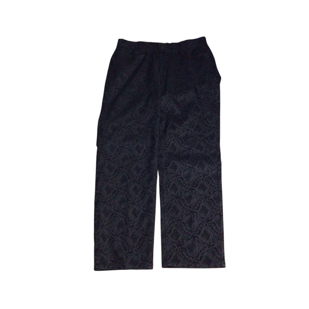 Catherine's Women's Plus Black Velvet Flock Pants Slacks Size 16W Paisley
